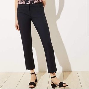 LOFT Black Scalloped Cropped/Ankle Riviera Pant
